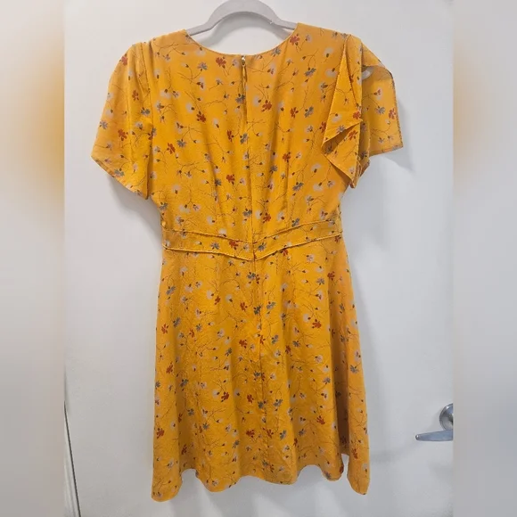 Madewell Silk Belladonna Yellow Floral Dress Size 4 - Picture 7 of 13